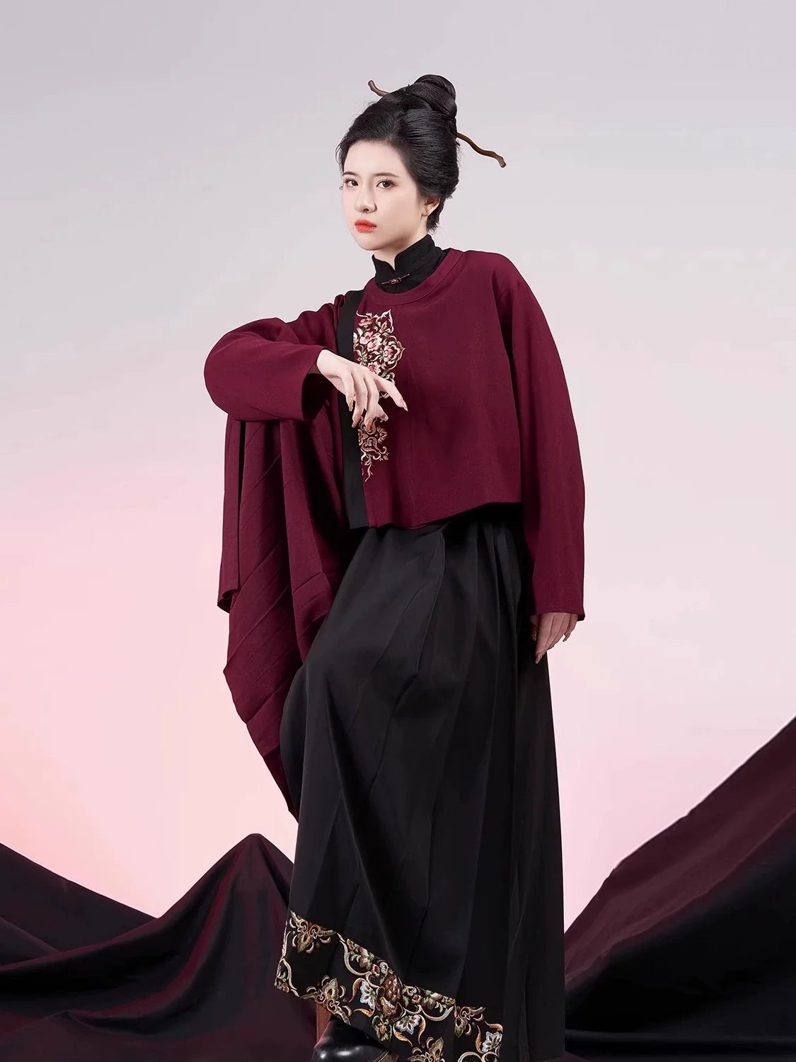 Ming Dynasty Modern Hanfu Mamianqun Outfit - Jinxianghua 锦相花