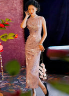 Peach Blush | Vintage Velvet Qipao (粉桃)