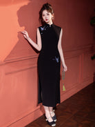 Sleeveless Midi Cheongsam | Butterflies