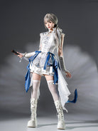 Blue Dragon Bone - Ouji Lolita Shorts Suit with Embroidery and Trailing