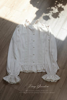 Moring Mist and Letter - Classic Lolita Long Sleeve Shirt, Stand Collar