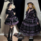 Stacked Black Currant - Gothic Lolita OP Dress, Detachable Skirt Hem