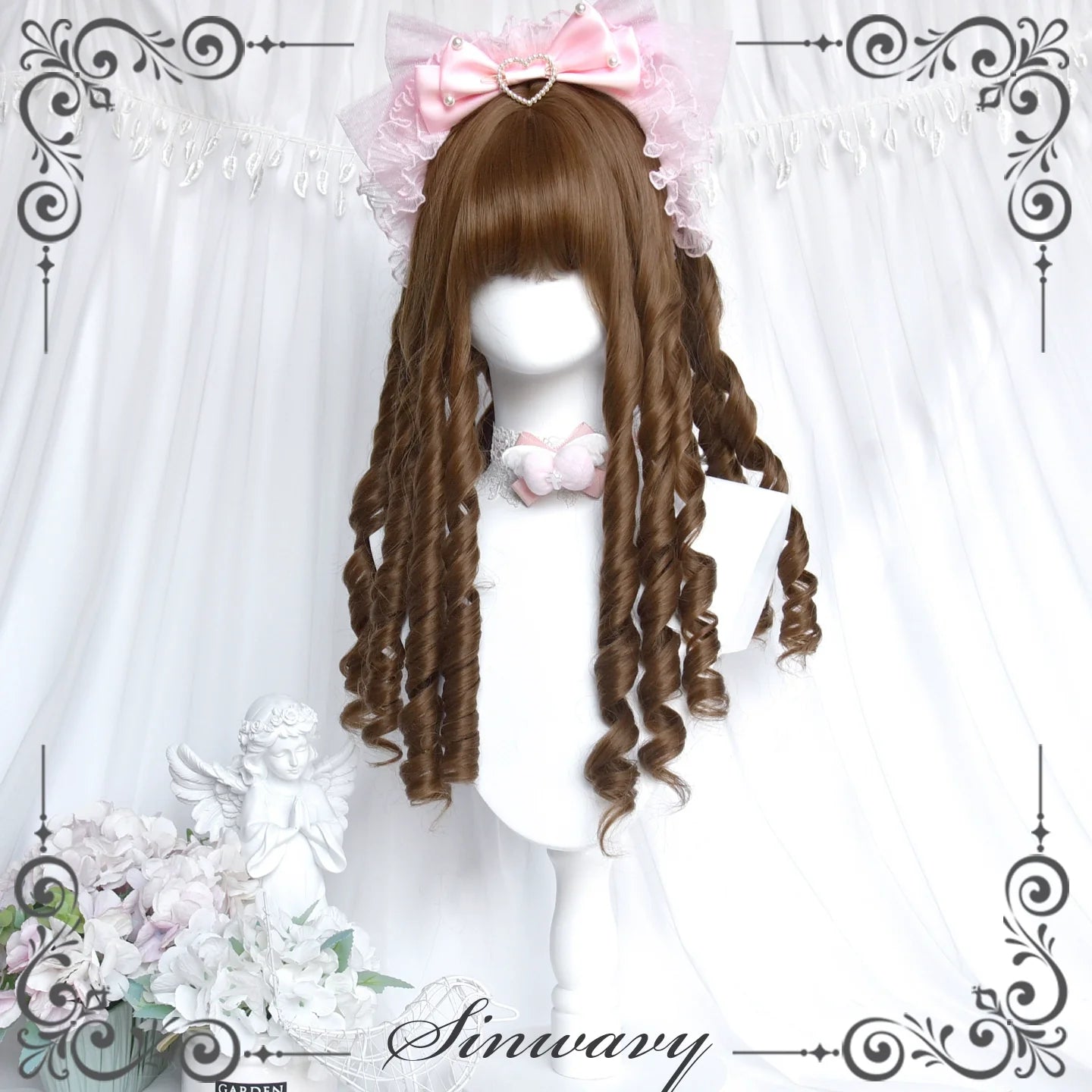 Sinwavy - Doll-like Roman Curl Lolita Wig, Straight Bangs