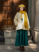 Song Dynasty Modern Hanfu Winged Sleeve Top and Wrap Skirt for Autumn and Winter - Rose Heart 玫瑰心事 (Preorder)