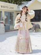 Ming Dynasty Hanfu Set with Fleece Jacket & Mamian Skirt | Warmth 暖暖