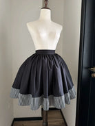 Laura's Reply - Gothic Lolita Black Skirt with Striped Hem