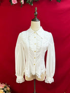 Night Banquet - Pointed Collar Classic Lolita Shirt, Long Sleeve