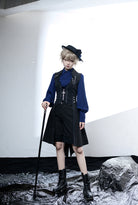 Black and Blue - Retro Ouji Lolita Shirt, Mutton Sleeves