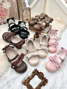 Bear Room - Sweet Lolita Shoes Double Bow Round Toe Flat Shoes