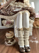Roji Roji - Flared-Hem Lolita Leg Warmers, Velvet Bows