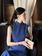 Sleeveless Hemp Long Cheongsam | Jiewen