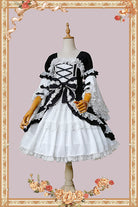 Doll-like Old-School Lolita OP Dress, Patchwork Sleeve