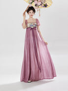 Lian Chun | Regency Style Modern Chinese Embroidered Puff Sleeve Dress