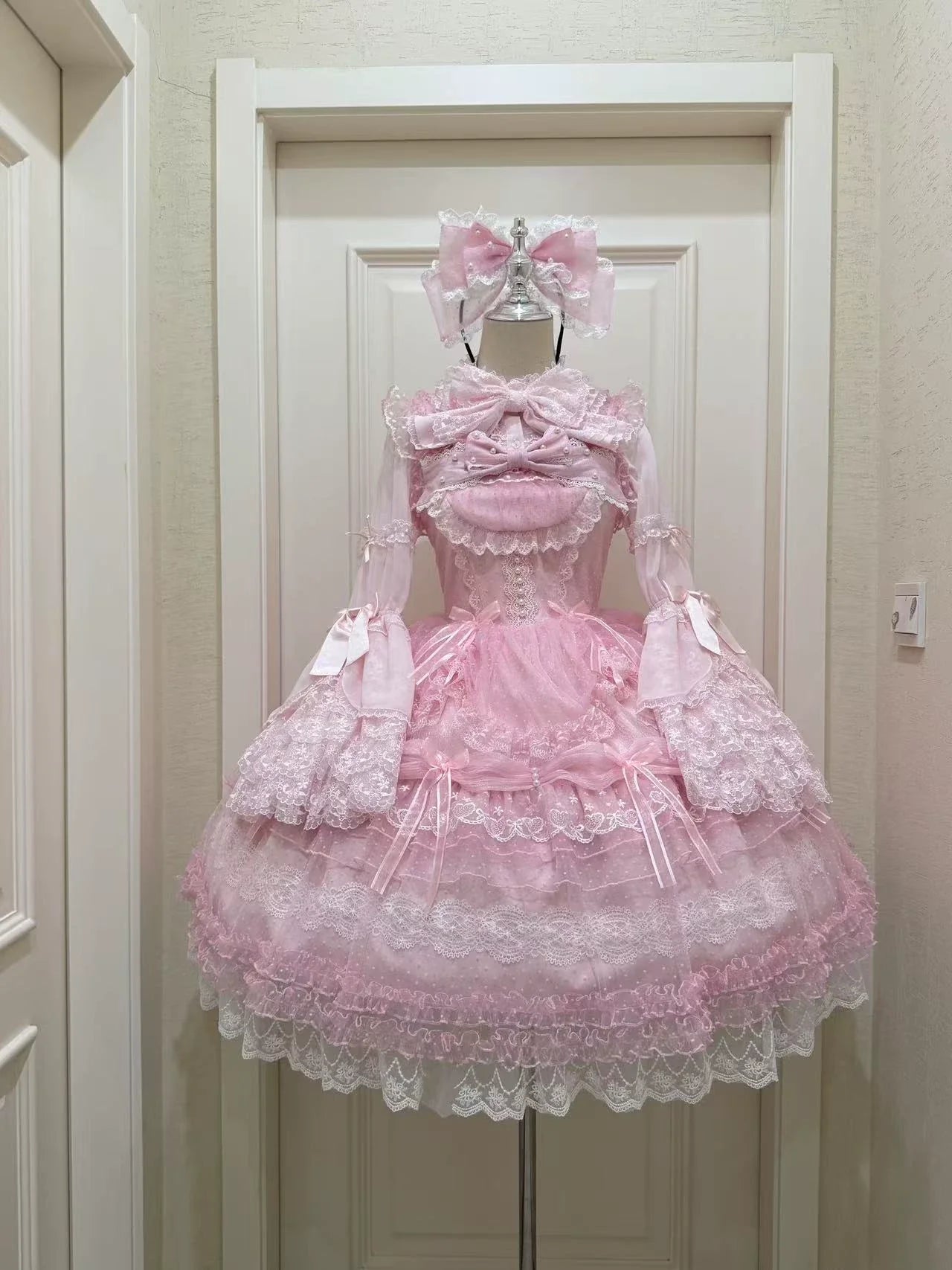 Sugar Knot - Sweet Lolita Chiffon JSK, Tiered Skirt, Doll-Like
