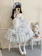 Dream Prelude - Dreamy Princess Lolita JSK Dress Suit, Tiered Lace Black
JSK + Back Trailing Bow S