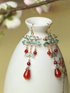 Brocade Red Agate Droplet Earrings