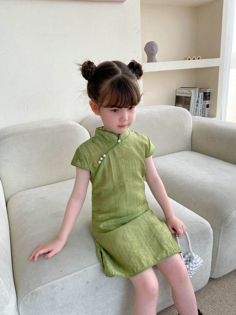 Green Kid's Qipao