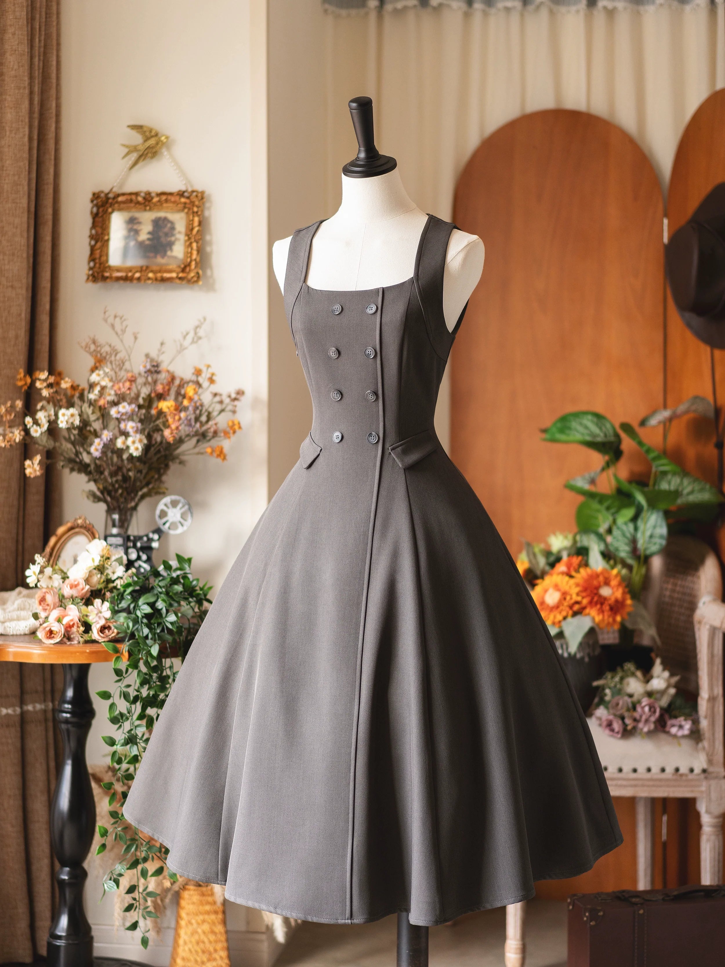 Foggy Forest - Elegant Lolita A-line JSK Dress, Side Pockets