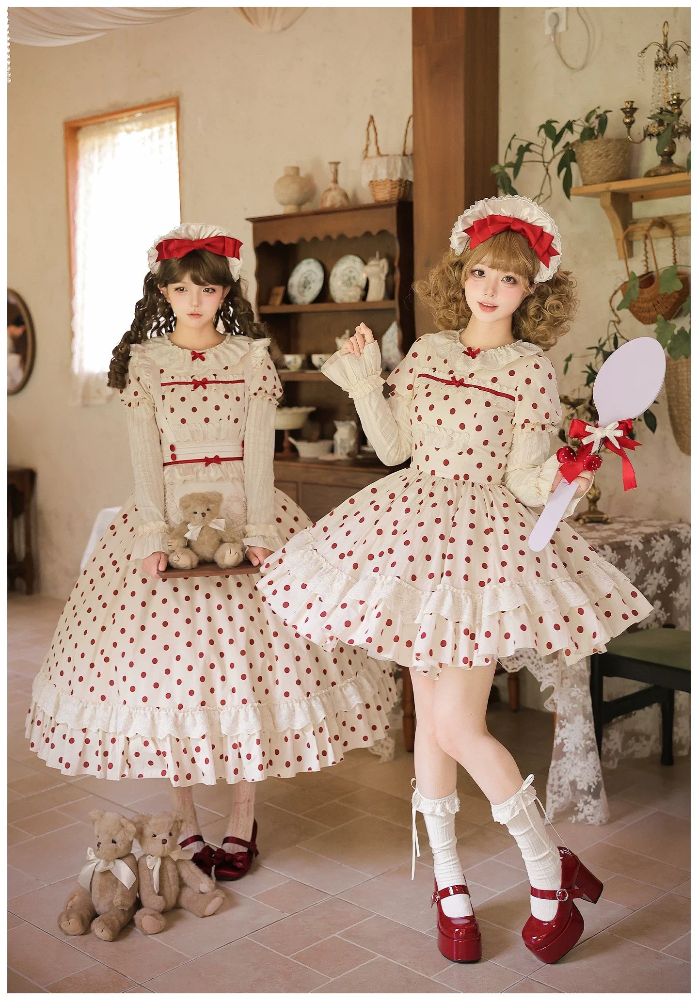 Polka Dot Lollipop - Cotton Old School Lolita Polka Dot OP Dress