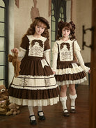 With PUJI - Sugar Frost Tale - Kawaii Lolita OP Button Closure Dress, Lamb & Bunny Embroidery