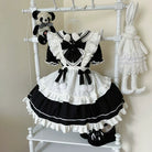 Sweet Bunny Pom-pom - Maid Lolita Bunny Ear Collar OP Dress, Detachable Apron