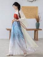 Song Dynasty Modern Hanfu Changgan Temple Cardigan and Pleated Skirt - Chaoyan 朝颜 (Preorder)
