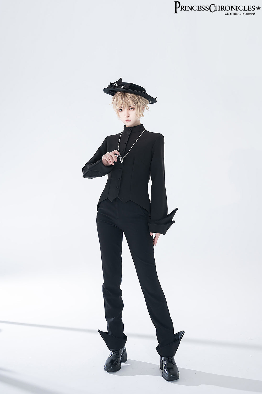 Yan Ye - Ouji Lolita Black Shirt, Irregular Hem