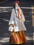 Ming Dynasty Modern Hanfu Coat and Mamianqun for Autumn and Winter - Persimmon 柿柿如意
