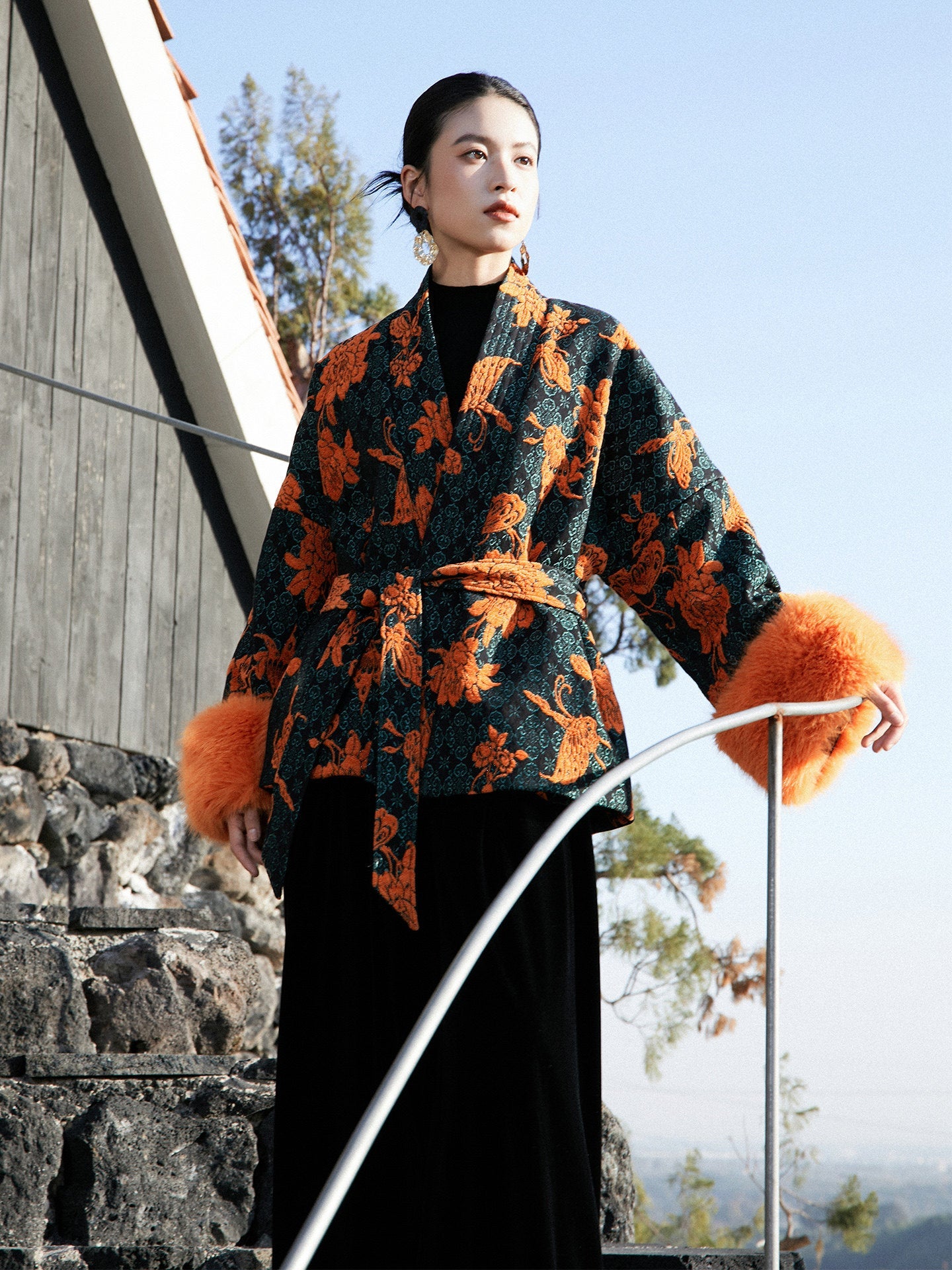 New Chinese Style Wool Blend Brocade Jacket - Shayue 沙玥