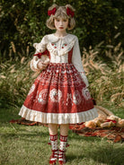 Strawberry Diary - Sweet Lolita Strawberry Print OP Dress with Cape