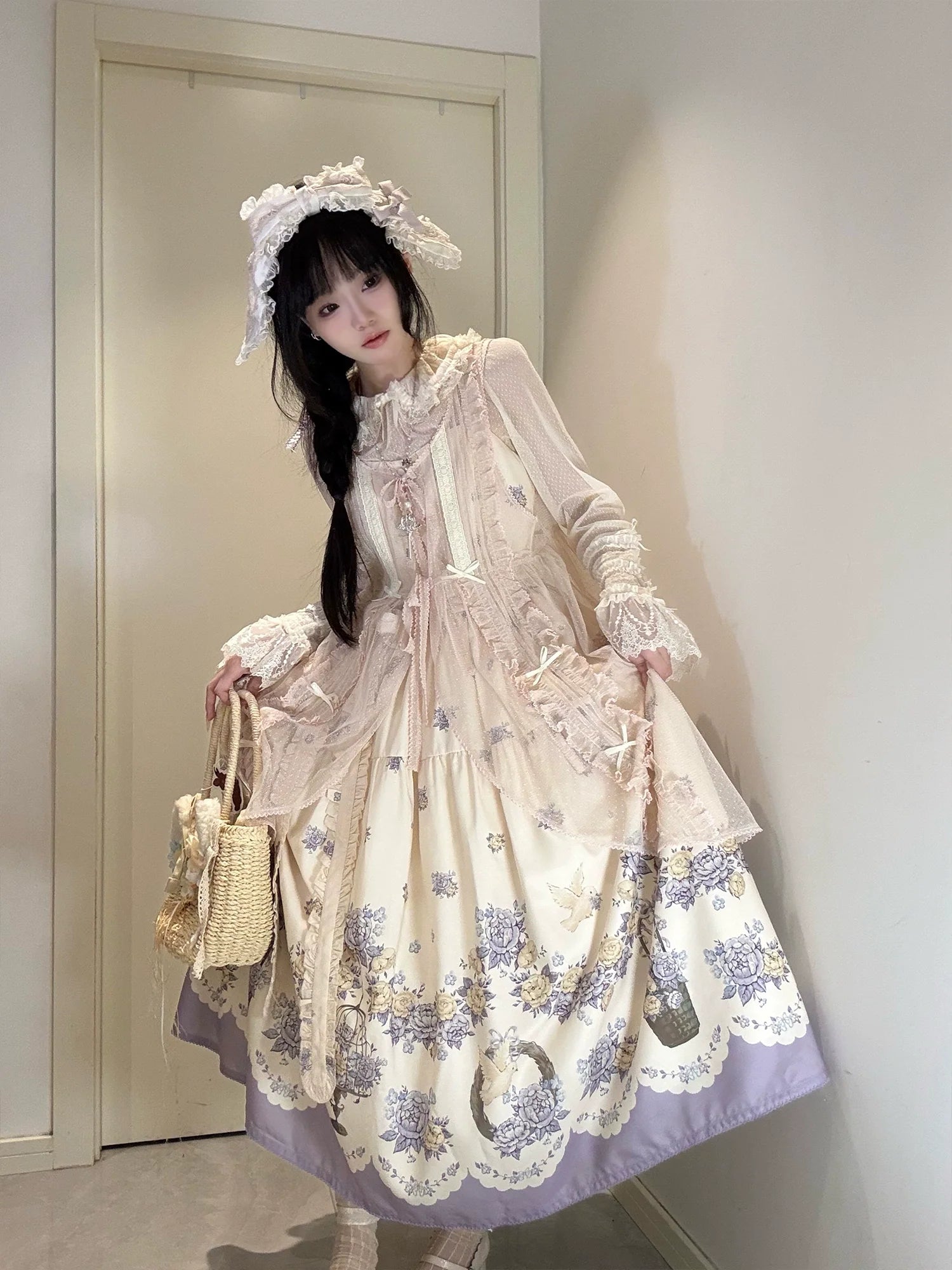 Floral and Bird Series - Classic Lolita JSK Dress, Floral Print