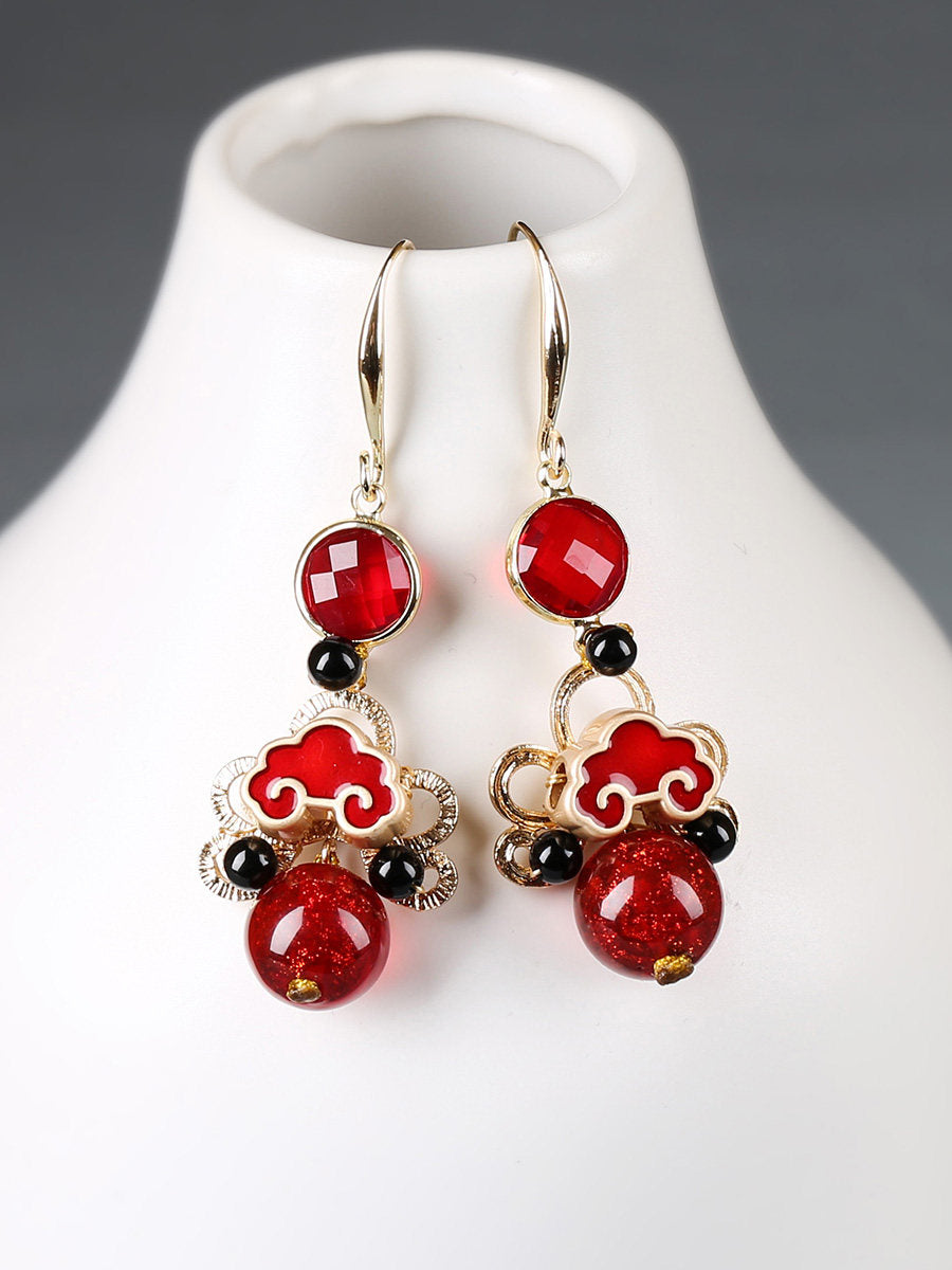 Auspicious Ruby Clouds Earrings | Cheongsam Jewelry
