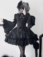 Trace Bone - Black Gothic Lolita SK & Waist Cincher