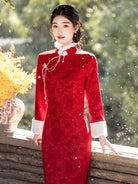 Chinese Wedding Engagement & Tea Ceremony Long Sleeve Cheongsam | Juedai
