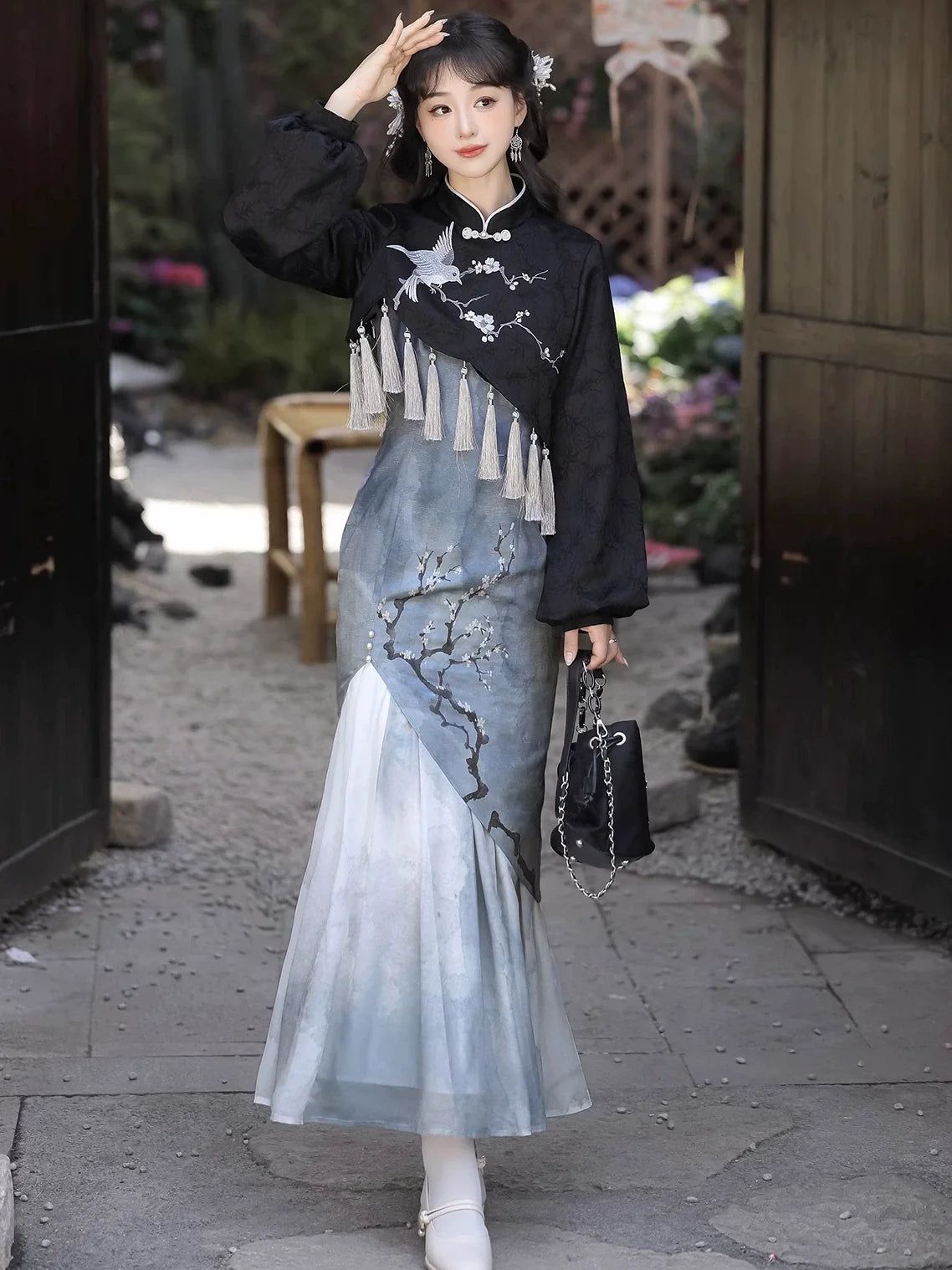White Plum - New Chinese Style Modern Cheongsam Dress