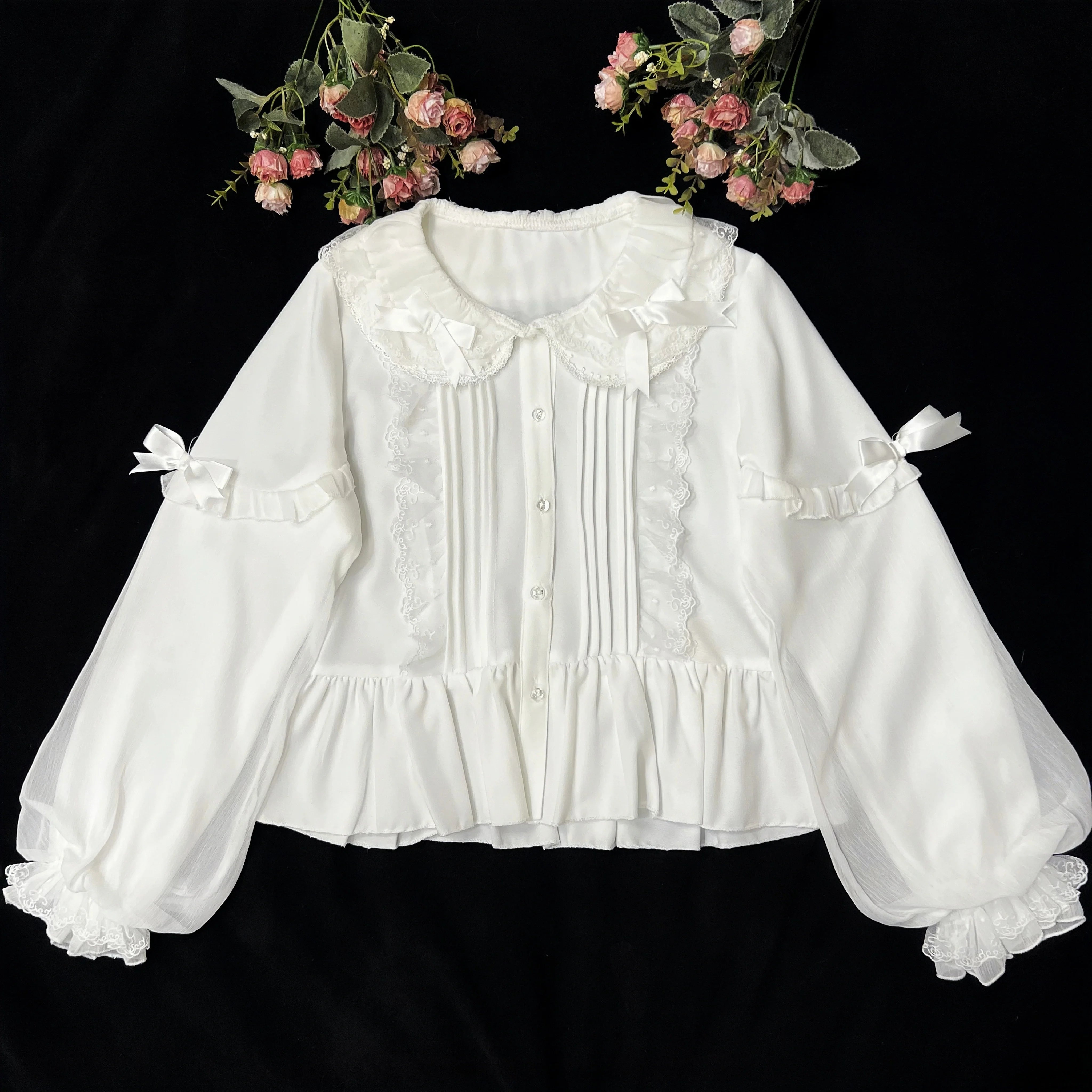 Sweet Lolita Blouse Double-layered Puff Sleeves Lolita Shirt