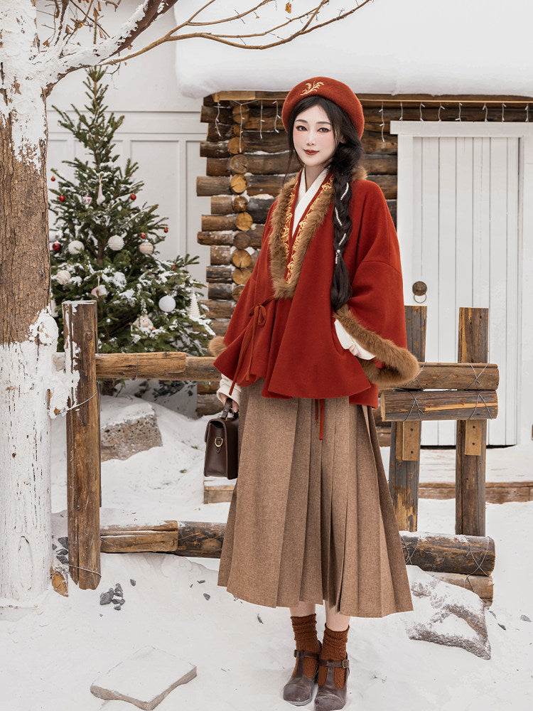 Festive Hanfu Jacket and Zipped Mamiaqun for Chinese New Year - Years 岁岁 (Preorder)