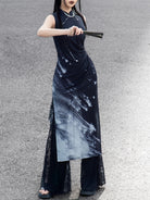 New Chinese Style Meteor Knitted Cheongsam Sleeveless Dress - Night Galaxy 暗夜星河 (Preorder)