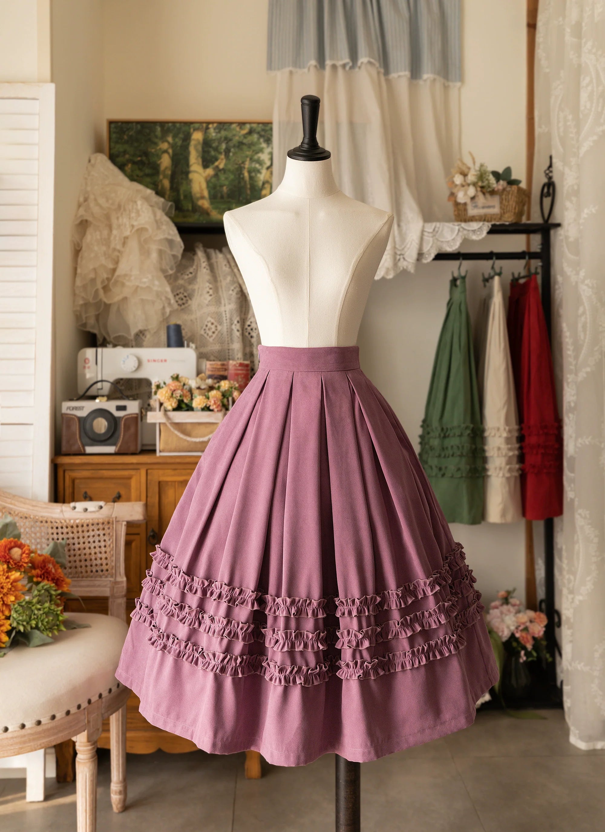 Forest Basket - Elegant Lolita Skirt Mushroom Edge Skirt Retro Classic