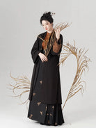 Song-Ming Dynasty Modern Hanfu Set with Long Sleeve Top and Mamian Skirt - Hundred Butterflies 百蝶绘 (Preorder)