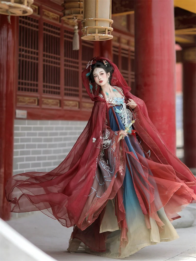 Fengpan Golden Thread 凤盘金缕 - Tang Dynasty Style Qixiong Ruqun (Preorder)