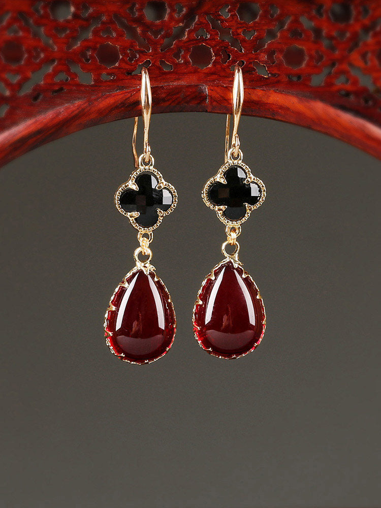 Four Leaf Clover Drop Earrings | Cheongsam Jewelry