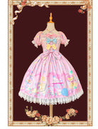 Macaron Dolly House - Sweet Lolita OP Printed Dress, Side Zipper
