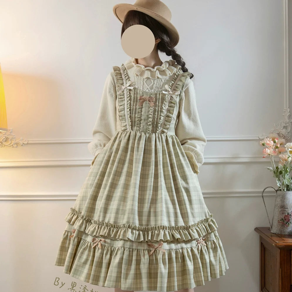 Green Fairy Tales - Plus Size Classic Lolita Plaid JSK Dress