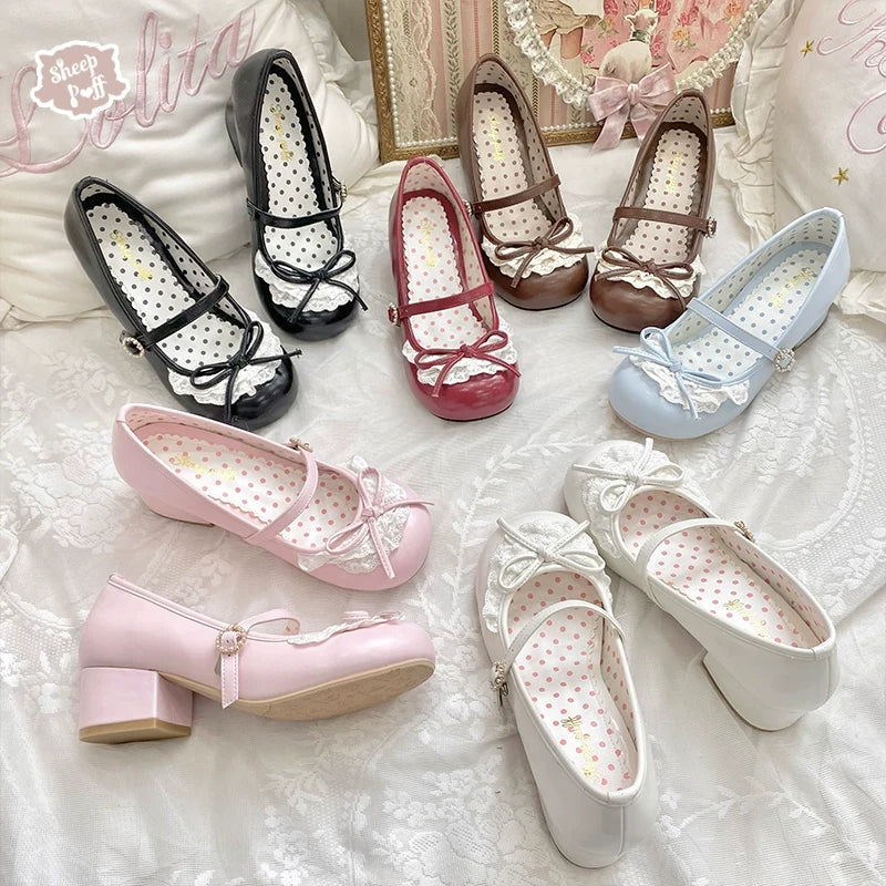 Young Layla - Vintage Lolita Shoes Low Heel Butterfly Shoes