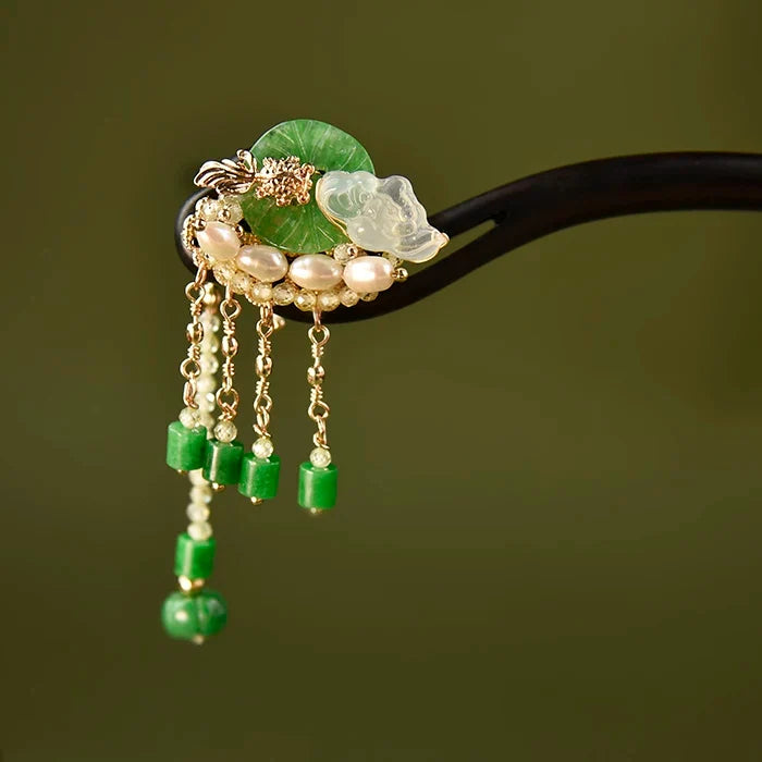 Lush Lotus Leaf Hair Stick | Ancient Chinese Hair Accessory