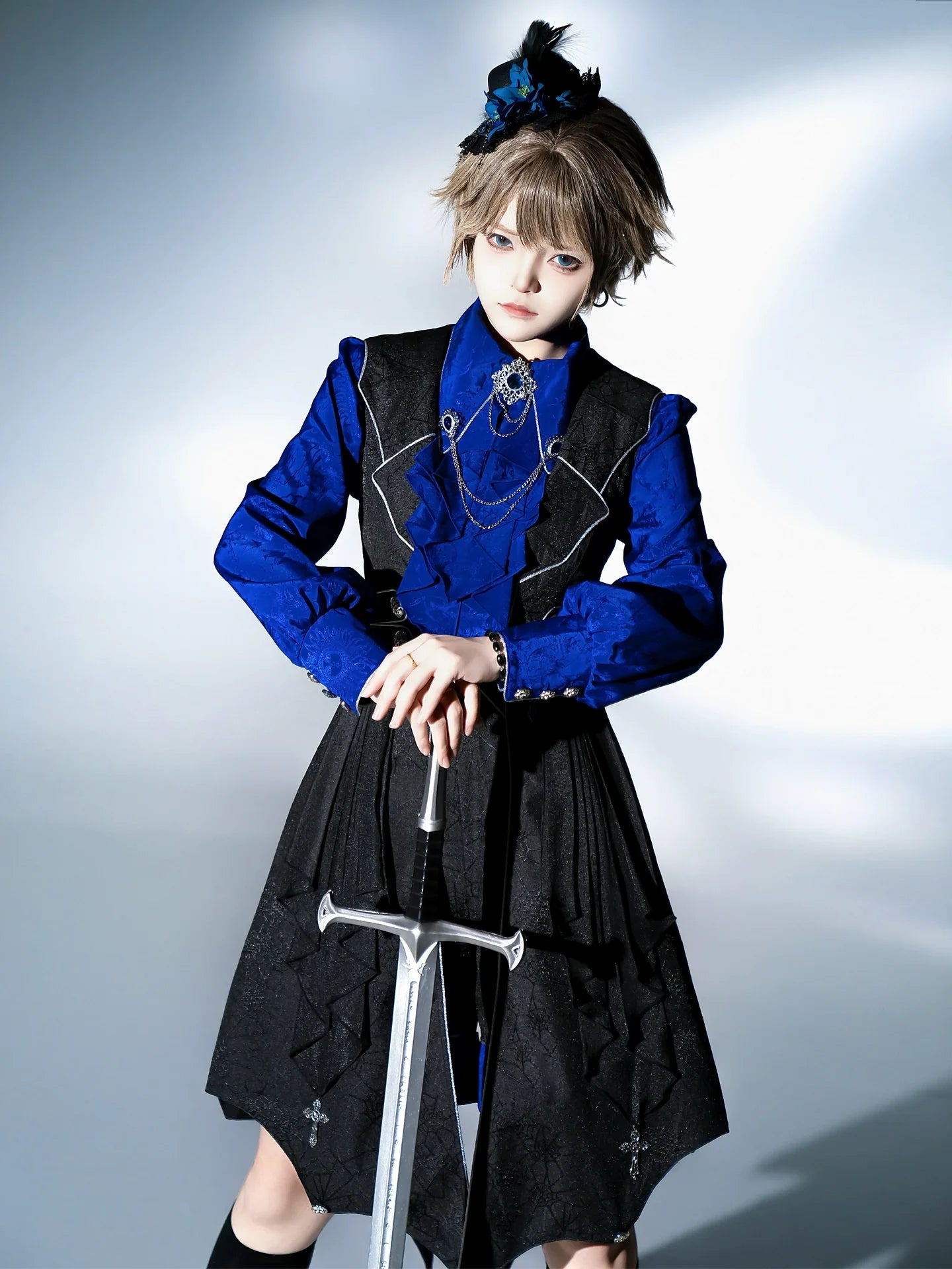Knight's Code - Jacquard Ouji Fashion Vest Set, Detachable Jabot