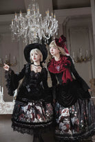 Monster Strawberry Hunt - Gothic Lolita Strawberry Printed Velvet Dress Set