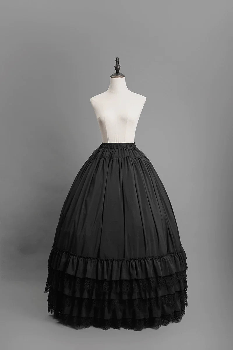 Amala - Long Gothic Lolita JSK and Underskirt, Tiered Hem
