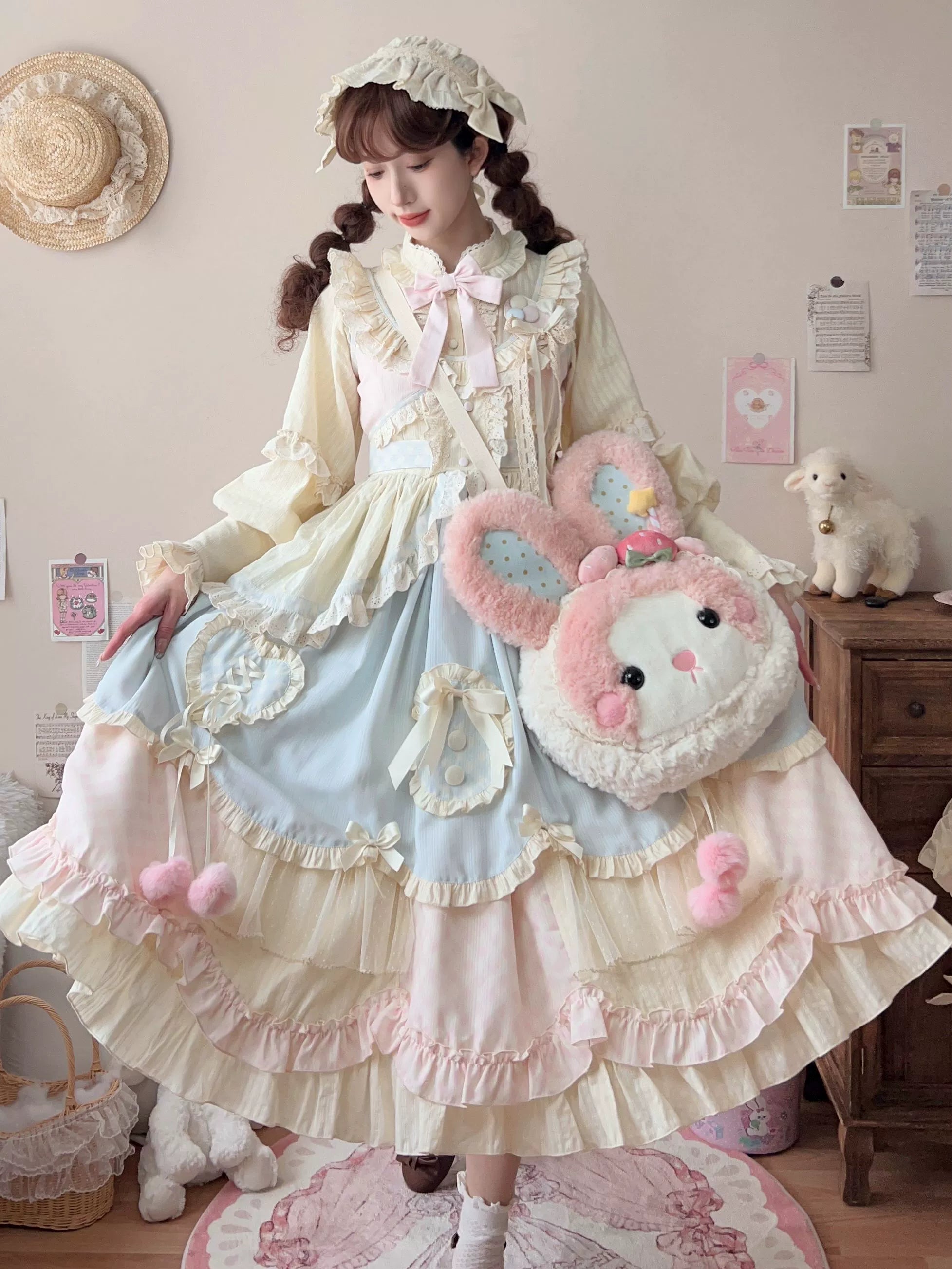 Dreamy Macaron - Sweet Lolita JSK Dress Solid Color Shirt